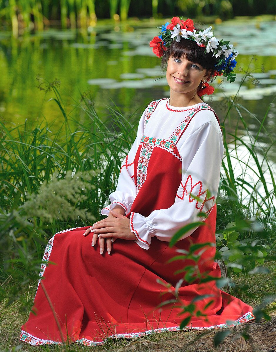 Beautiful girl Girls in Slavic costumes in Abidjan